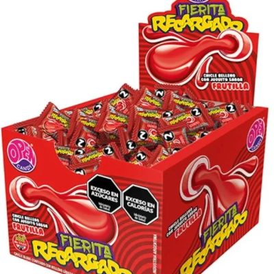 Chicles fierita recargado sabor frutilla.260gr.x50un.