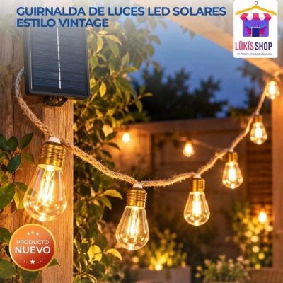 GUIRNALDA DE LUCES LED SOLARES ESTILO VINTAGE 💡