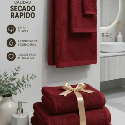 SET DE TOALLA X 3 LISO SECADO RAPIDO - agotado 🚫