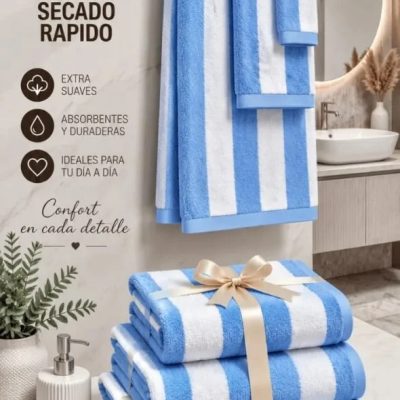 SET DE TOALLA 3 PIEZAS - SECADO RAPIDO